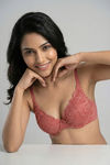 Zivame Bare Whispers Padded Plunged Wired Medium Coverage Lace Bra - Dusty Cedar — thumbnail 4